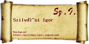 Szilvási Igor névjegykártya